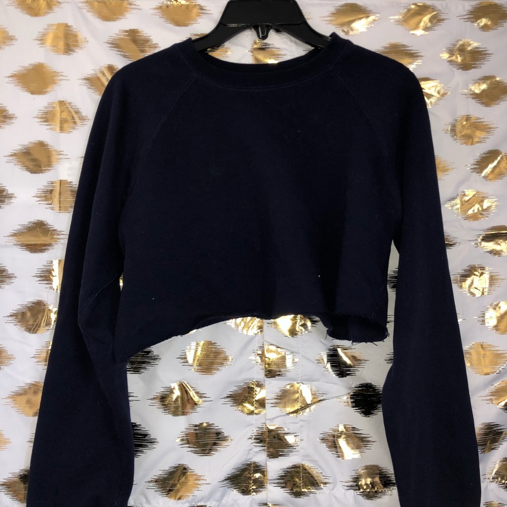 navy cropped sweatshirt
